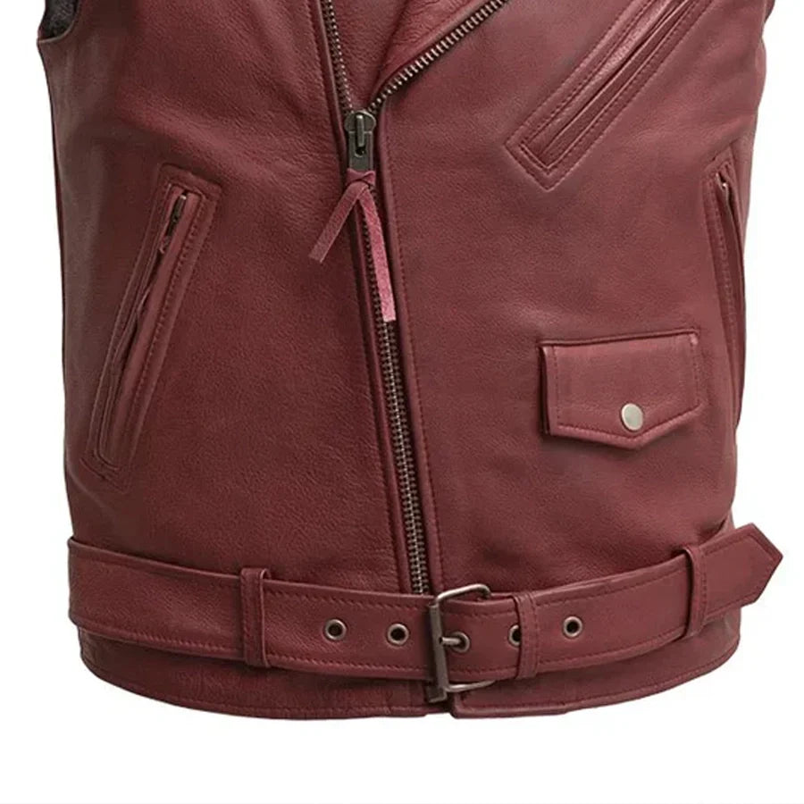 Crimson - Men's Motorcycle Leather Vest