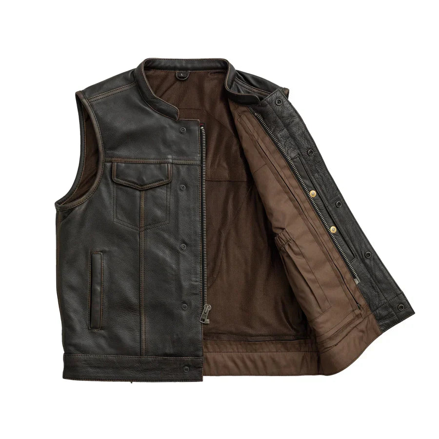 Sharp Shooter Men's Motorcycle Genuine Leather Vest