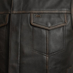 Sharp Shooter Men's Motorcycle Genuine Leather Vest