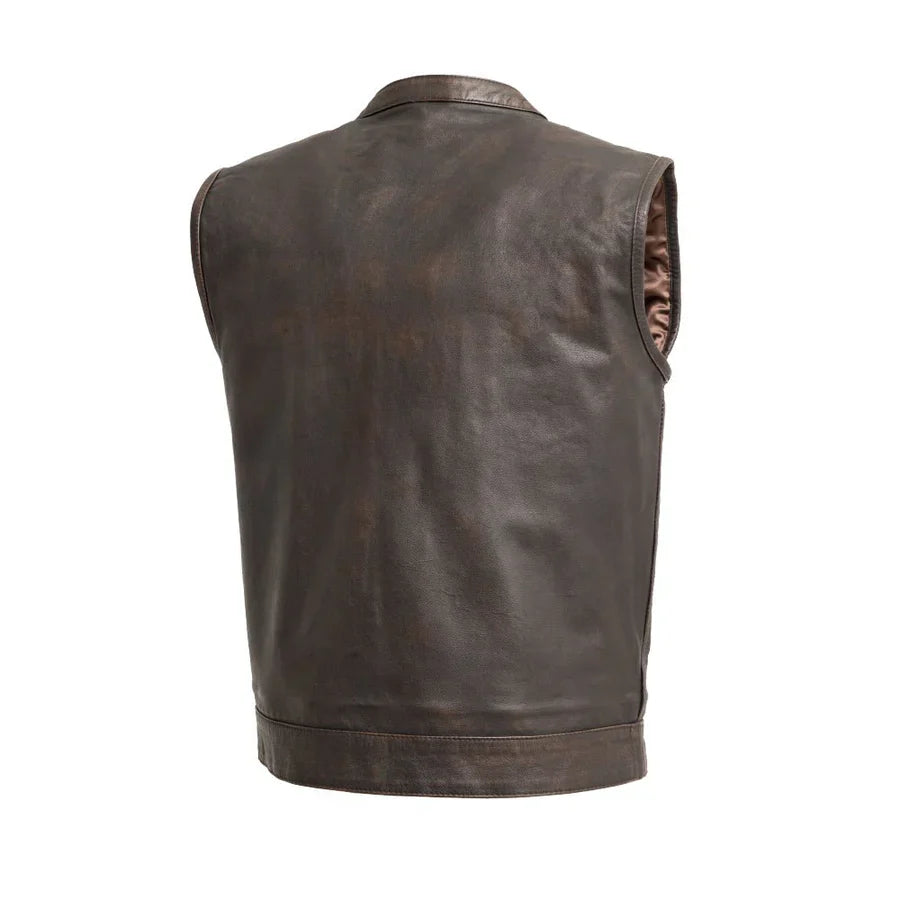 Sharp Shooter Men's Motorcycle Genuine Leather Vest