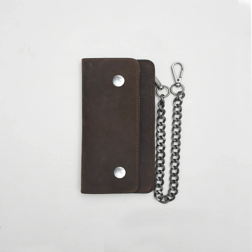 Dark Brown Small Leather Trucker Wallet