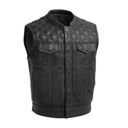 Upside Perforated Men's Club Style Leather Vest