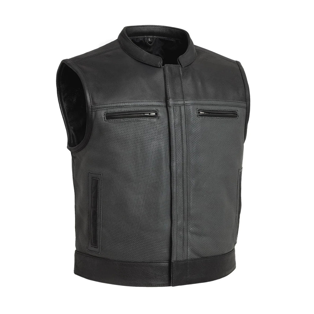 V-Twin Visionary Battleship Perforated Leather Vest