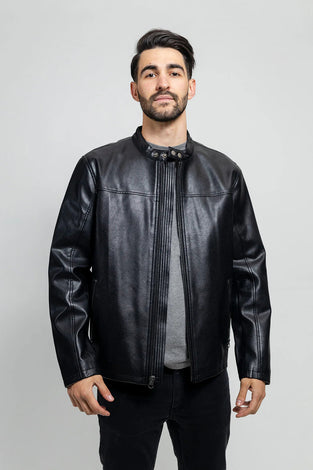 NYX Men's Vegan Faux/Perforated Leather Jacket