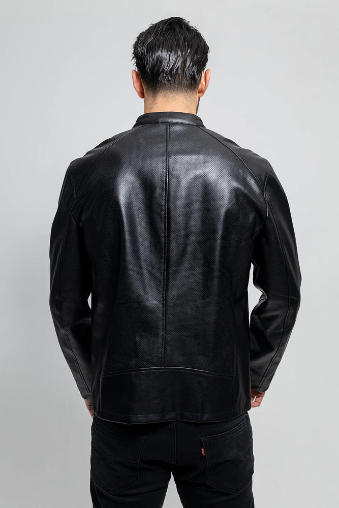 NYX Men's Vegan Faux/Perforated Leather Jacket