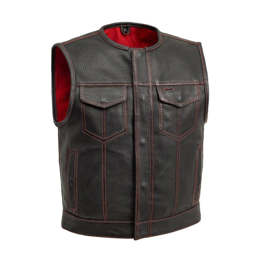 Hudson Rebel Men's Perforated Motorcycle Leather Vest