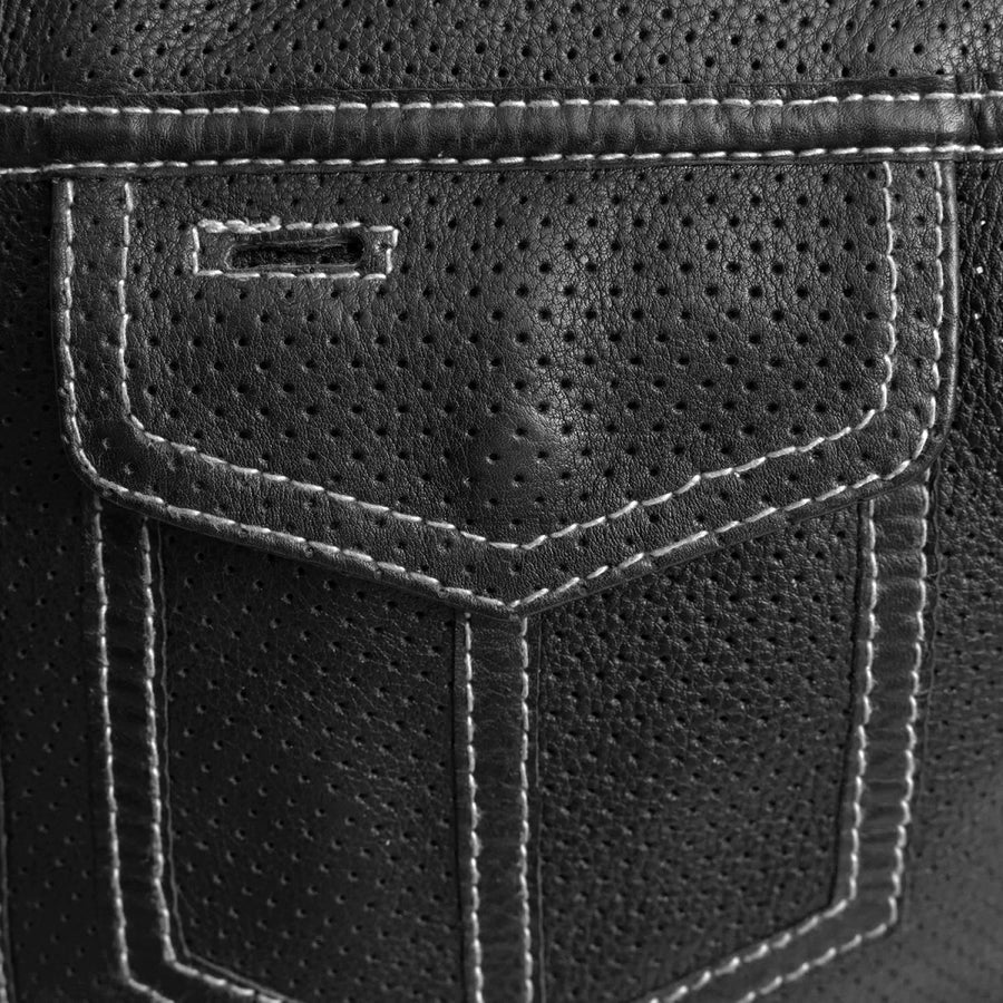 Hudson Rebel Men's Perforated Motorcycle Leather Vest